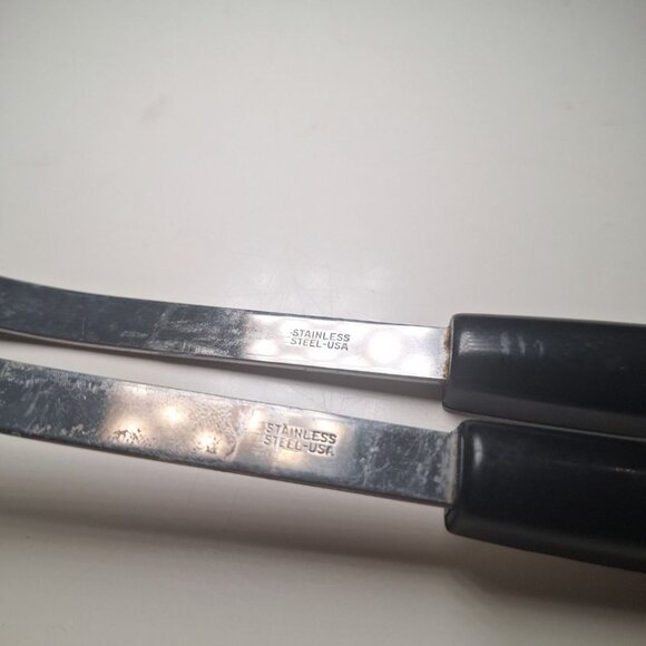 Blue Cornflower Utensils Stainless Steel Metal 1970s Serving Spoon Fork Pair - Picture 6 of 8